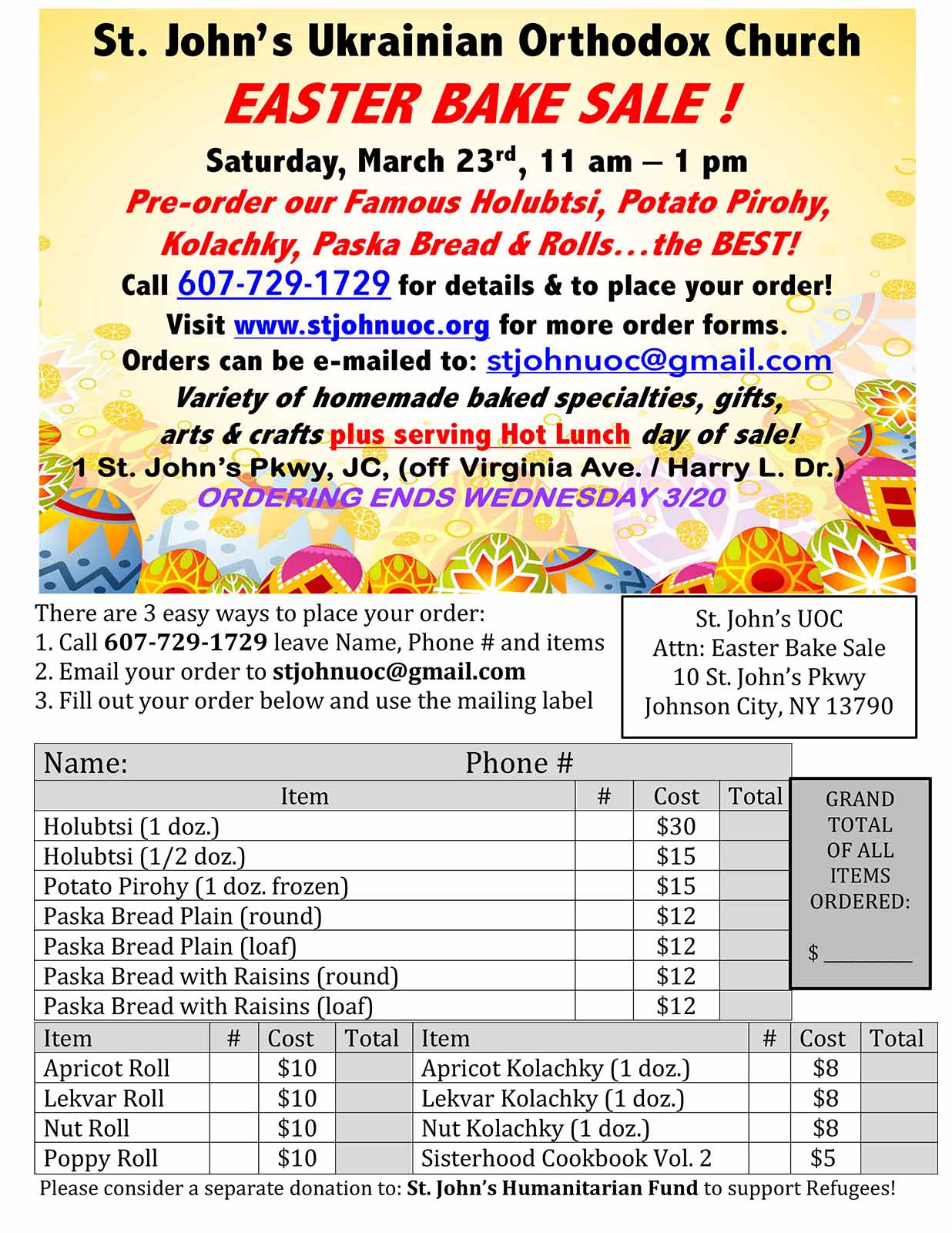Easter Bake Sale - March 23, 2024