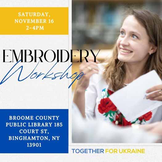 Embroidery Workshop Nov. 16, 2024 2-4pm