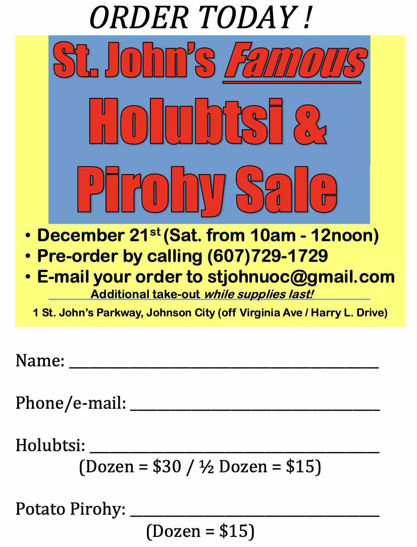 St. John's Famous Holubtsi & Pirohy Sale