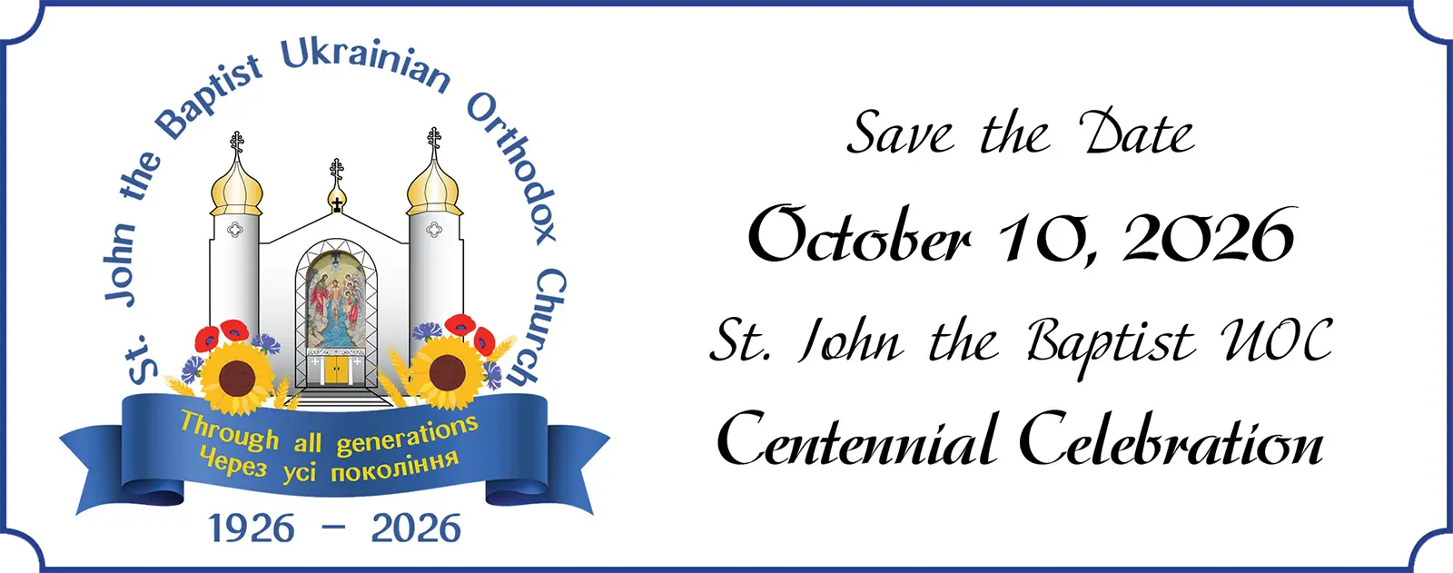Save the Date Centennial Celebration - October 10, 2026