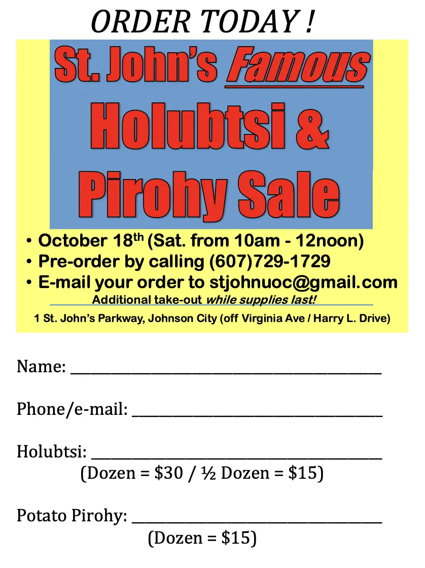 October Holubtsi and Pirohy Sale