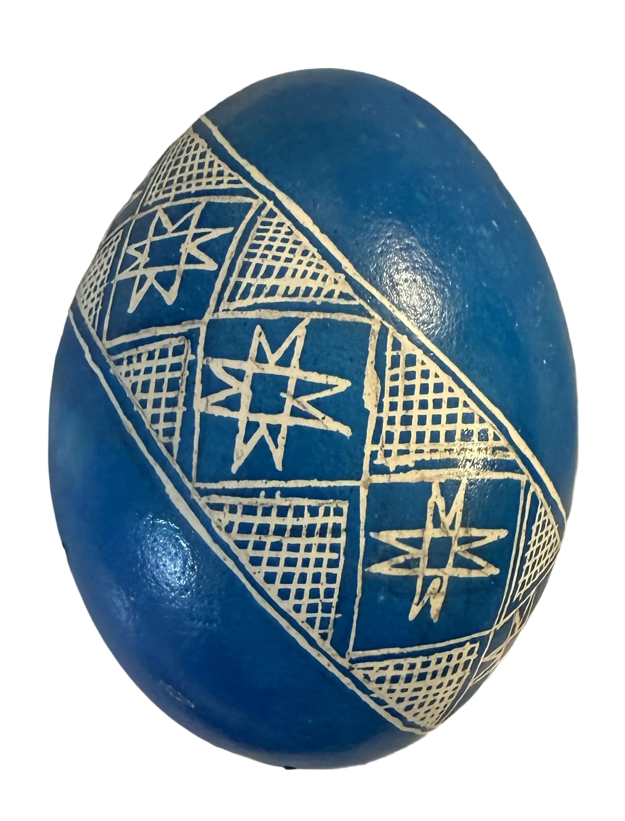 Hand written pysanka blue color