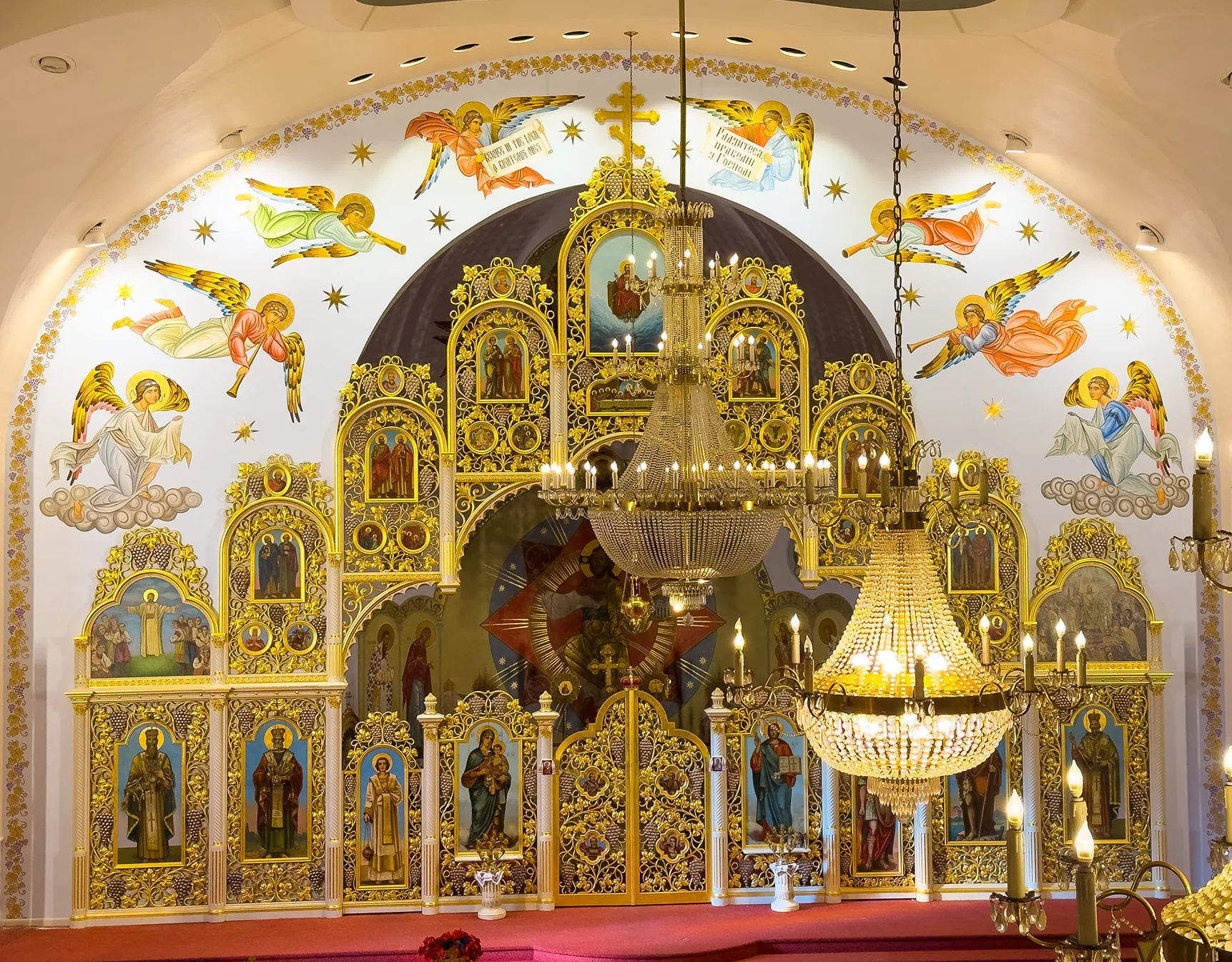 Iconostas with newly written Angels by Taras and Mariia Prystupa